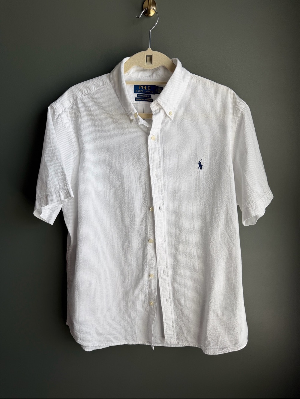 NWOT Ralph Lauren White Short-Sleeve Button-Down with Navy Pony
